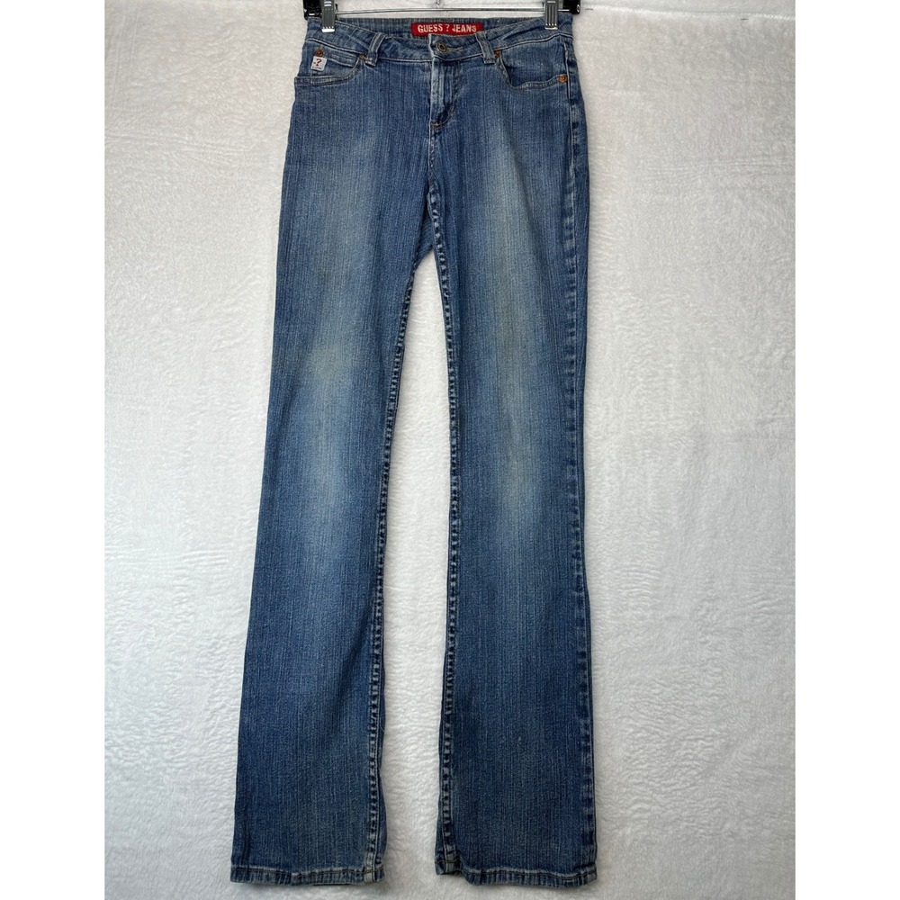Guess Jeans Denim Pants Women 26 Blue Low Rise Straight Leg Patch Repair